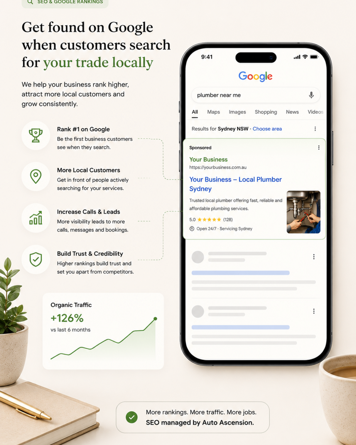 SEO and Google rankings mockup